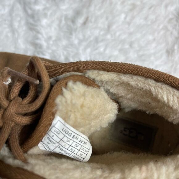 UGG Neumel chestnut leather suede lace up boots wool lining size 8 - Picture 8 of 10
